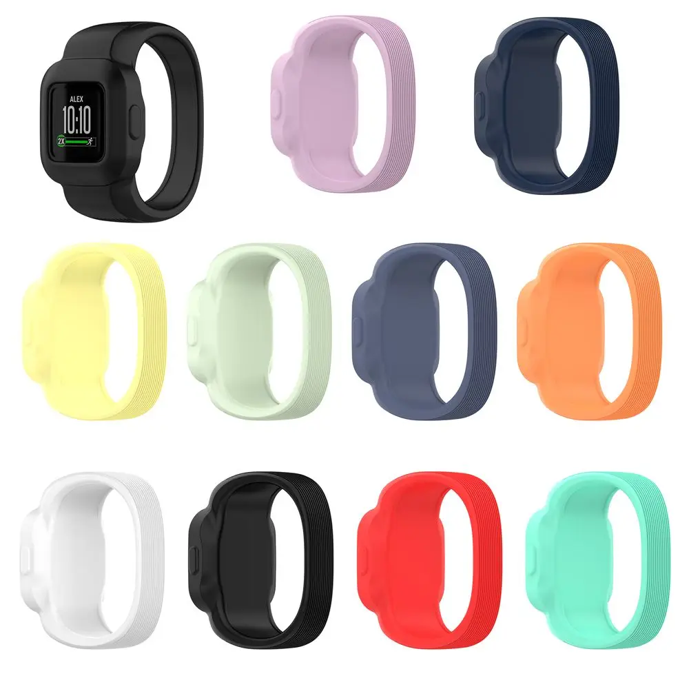 

Silicone Solid Color Children Solo Loop Strap Wrist Strap Watchband with Case BeltFor Garmin Vivofit JR 3 GarminFit JR3