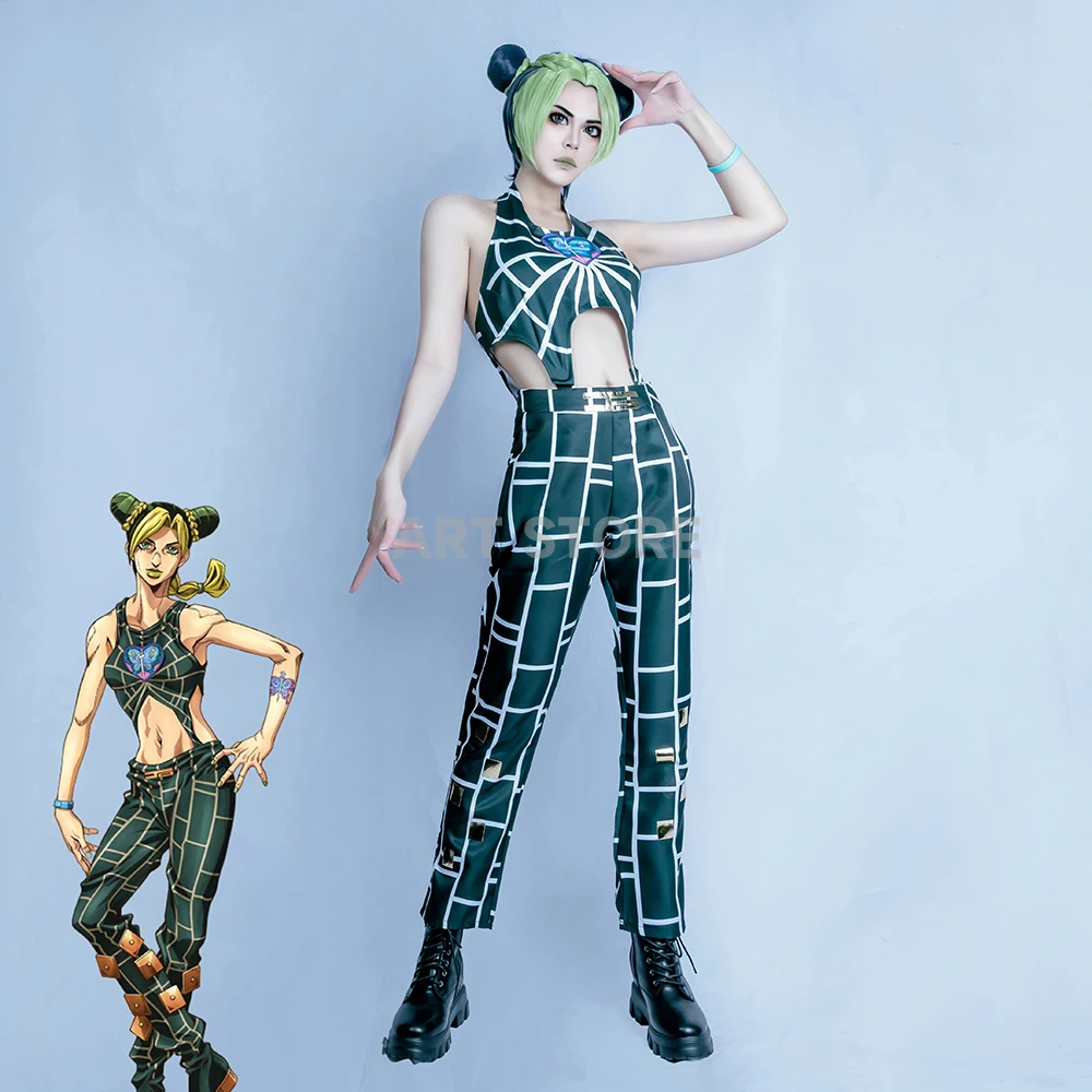 

Anime JoJo Bizarre Adventure Jolyne Cujoh Trish Una Narancia Ghirga Cosplay Costumes Halloween Party Set Cosplay for Women