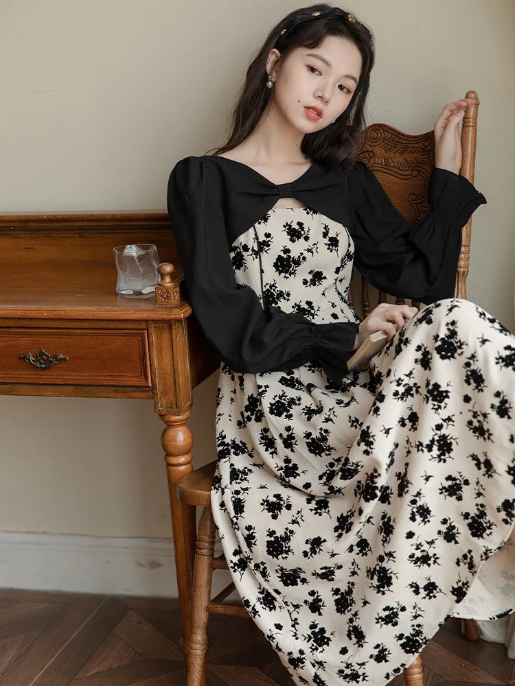 Комплект из сушеных роз цельное платье женская одежда ранняя осень новый