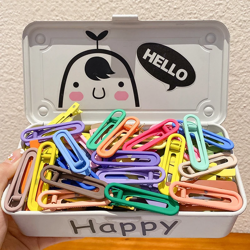 

4PCS Candy Color Hair Clips Women Girls Wholesale Metal Frosted Hairpins Sets for Kids Fashion Bangs Side Clip Hair Accessories