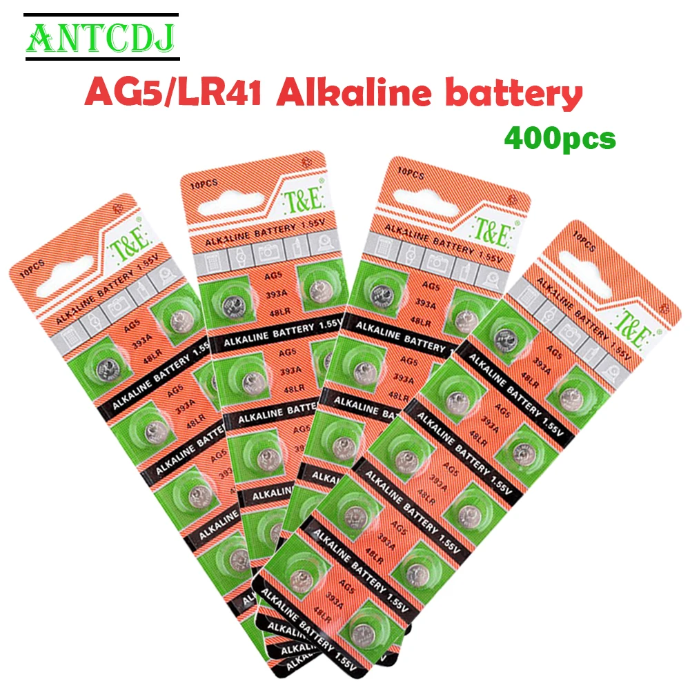 

AG5 400Pcs 60mAh AG 5 1.55V Alkaline Button Battery LR754 SR754 393A 193 48LR G5A 393 Cell Coin Batteries For Watch Toys Remote