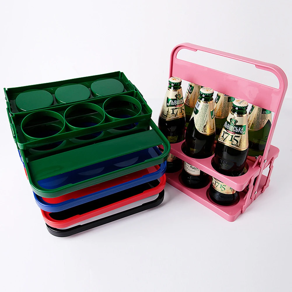 

Foldable Durable Wine Beer Holder Beer Basket Reusable Shatterproof Basket Organizer For KTV Handheld Home Bar Space-saving