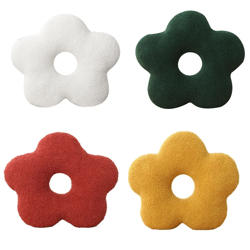 

1 Piece Small Daisy Shaped Pillow Nordic Wind Pillow Plush Sofa Living Room Bedside Cushion Bay Window Pillow White