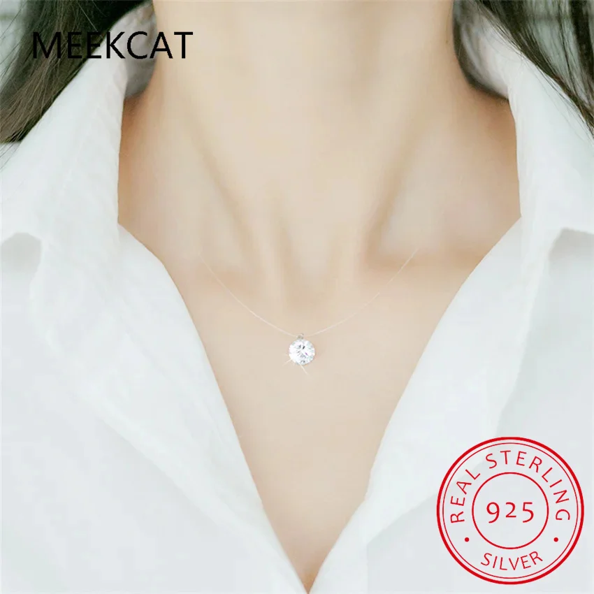 Женское ожерелье из серебра 925 пробы с бриллиантом 1 карат D VVS1