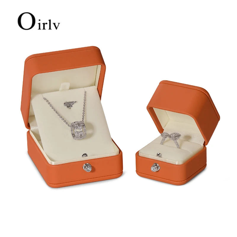 Oirlv Jewelry Box High End Luxury Gift Ring Box Velvet Pendant Necklace Leather Jewelry Gift Boxes For Gift Jewelry Storage Box