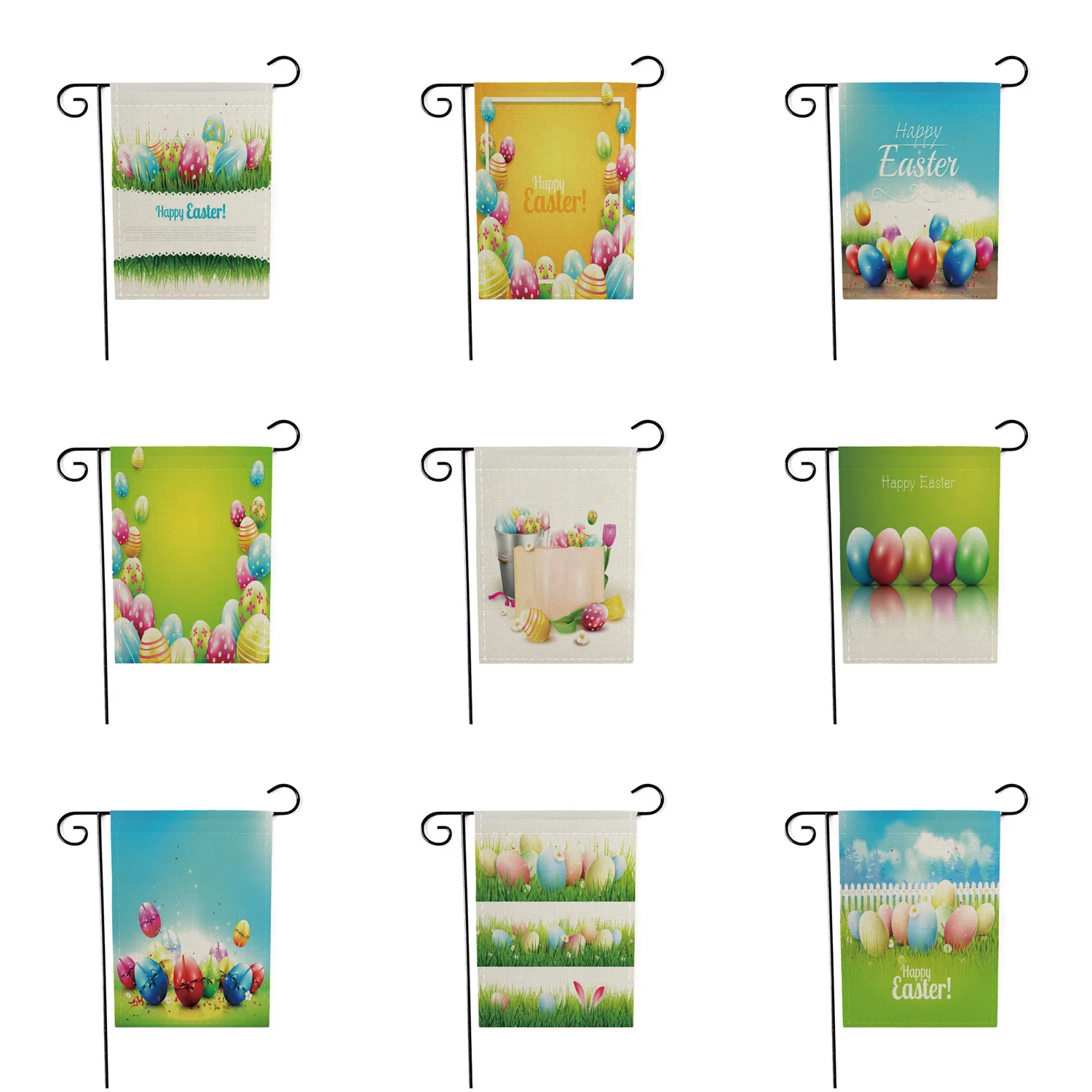 

Easter Day Garden Flag Double Sides Eggs Rabbits Outdoor Home Decoration Banner Flags Happy Easter Hanging Flag No flagpole