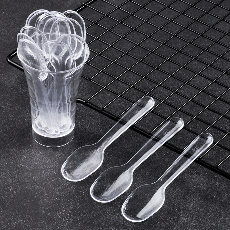 

200PCS New Mini Transparent Plastic Spoons Disposable Flatware Spoons For Jelly Ice Cream Dessert Appetizer Disposable Spoon