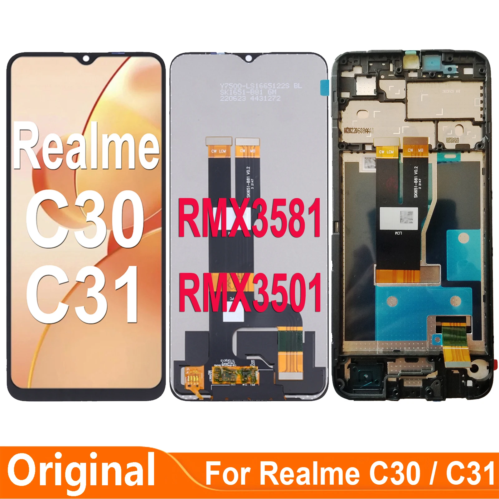 

Original 6.5" For Realme C31 RMX3501 C30 RMX3581 LCD Dispaly Touch Digitizer Screen Assembly Parts