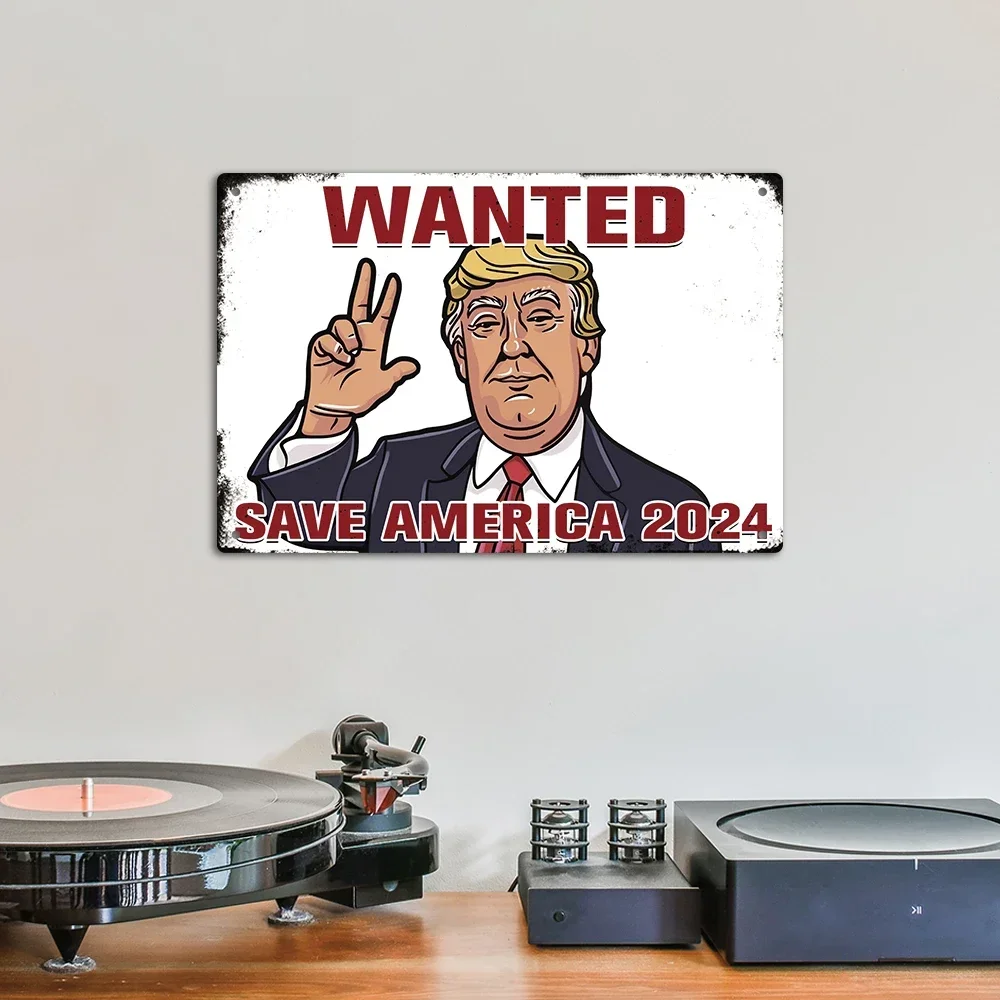 Putuo Decor 1 шт. Трамп Винтажная металлическая жестяная вывеска Wanted Save America 2024