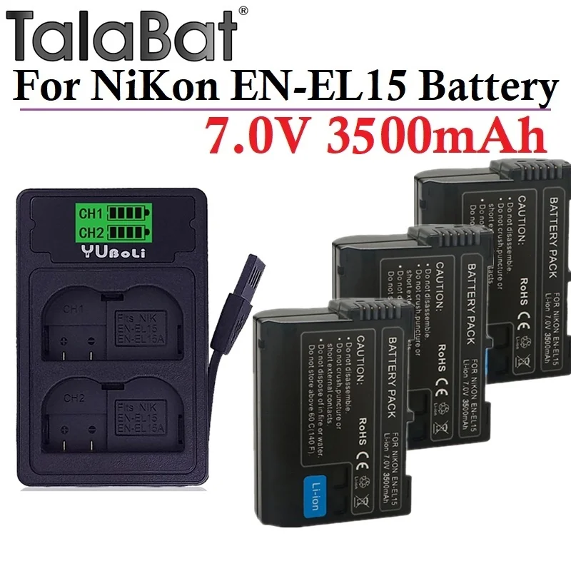 

Аккумулятор ENEL15 EN-EL15 EN-EL15a для Nikon D7000 D7100 D7200 D850 D750 D7500 D810 D500 D800 D610 D600 EN-EL15b Battery D810A