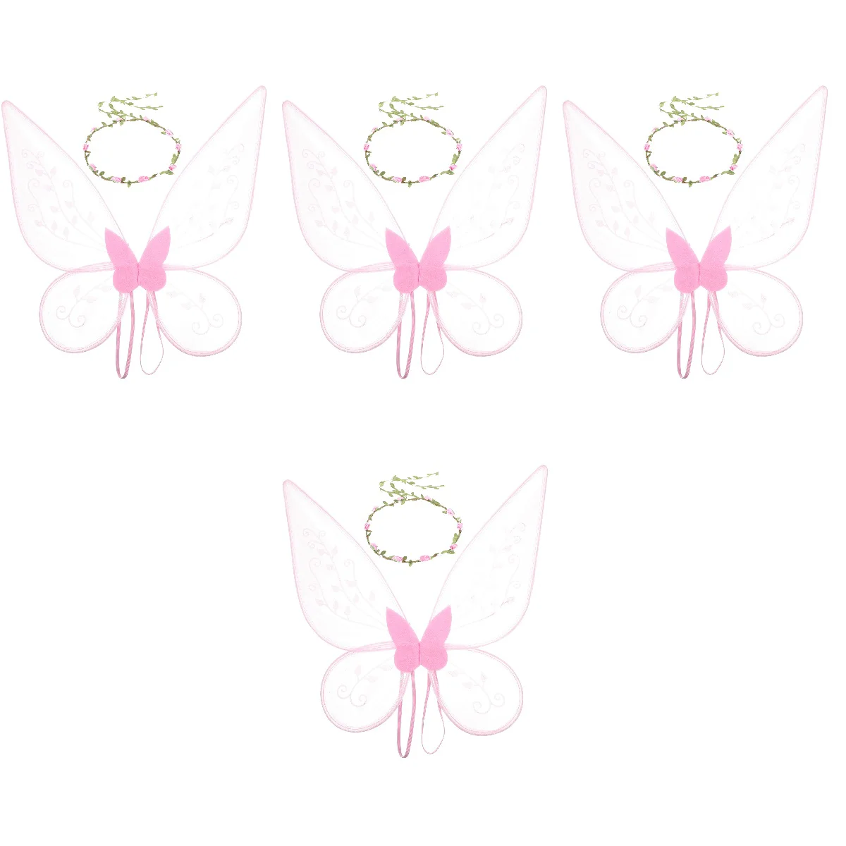 

4 Sets Flower Headpiece Flower Headband Butterflies Wing Prop Costume Fairy For