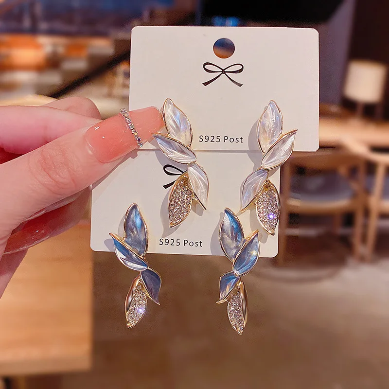 

Женские серьги из серебра 925 пробы, с листьями