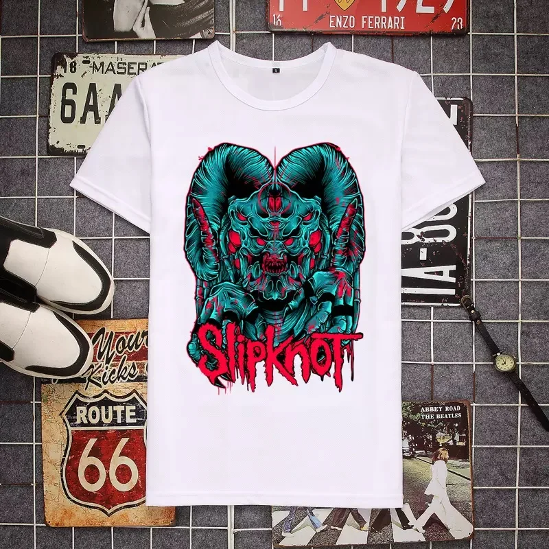 

Summer Casual Men T Shirt Slipknots Print Short Sleeve T-shirt Heavy Metal Tops Prepare for Hell Tour Band Street Black Tshirt