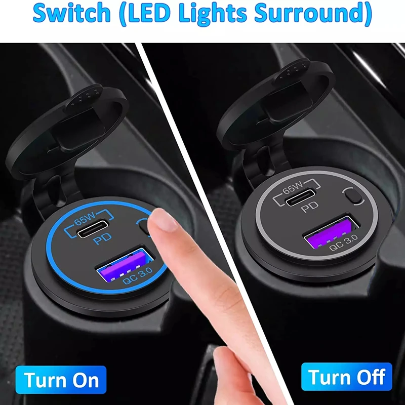 Зарядное устройство для ноутбука 12 В USB розетка 65 Вт USB-C PD3.0 и 18 QC3.0