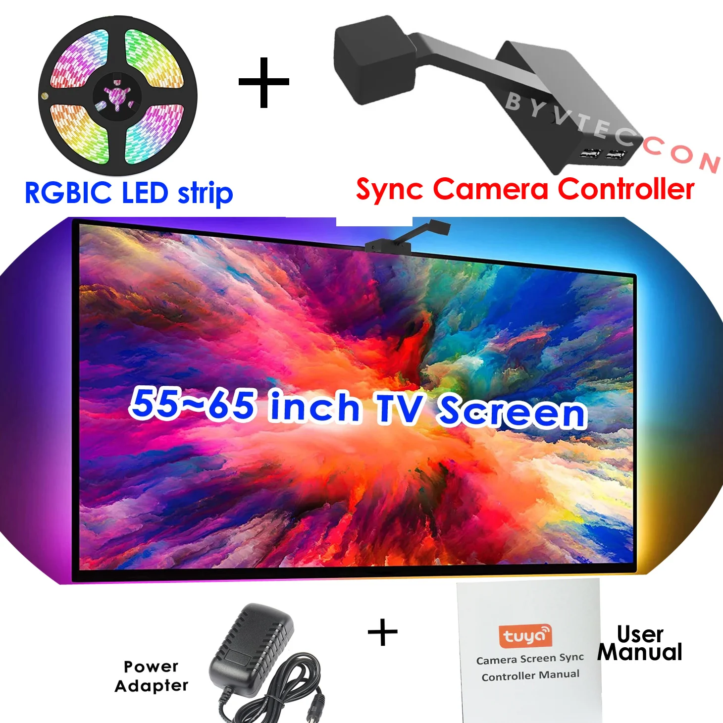 

Immersion TV PC Backlight Led Strip by USB RGBIC Tape Ambient Screen Sync Led Light Kit For Alexa/Google /TVs Box controller KIT