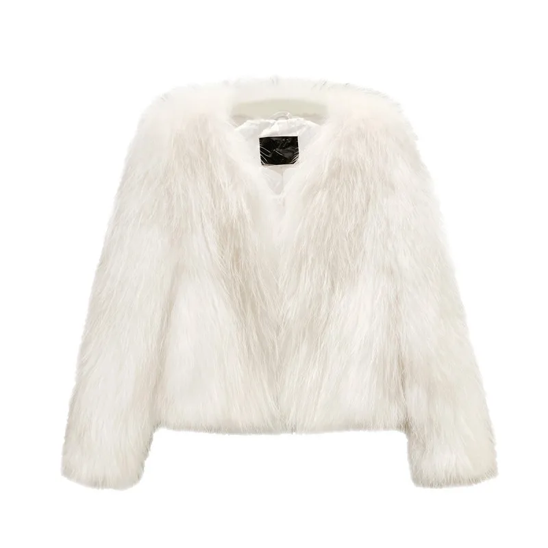 Women's short slim white mink coat