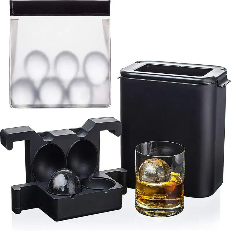 

Premium Clear Ice Ball Maker Mold, Whiskey Sphere Ice Ball Maker Large 2.4 Inch with Storage Bag