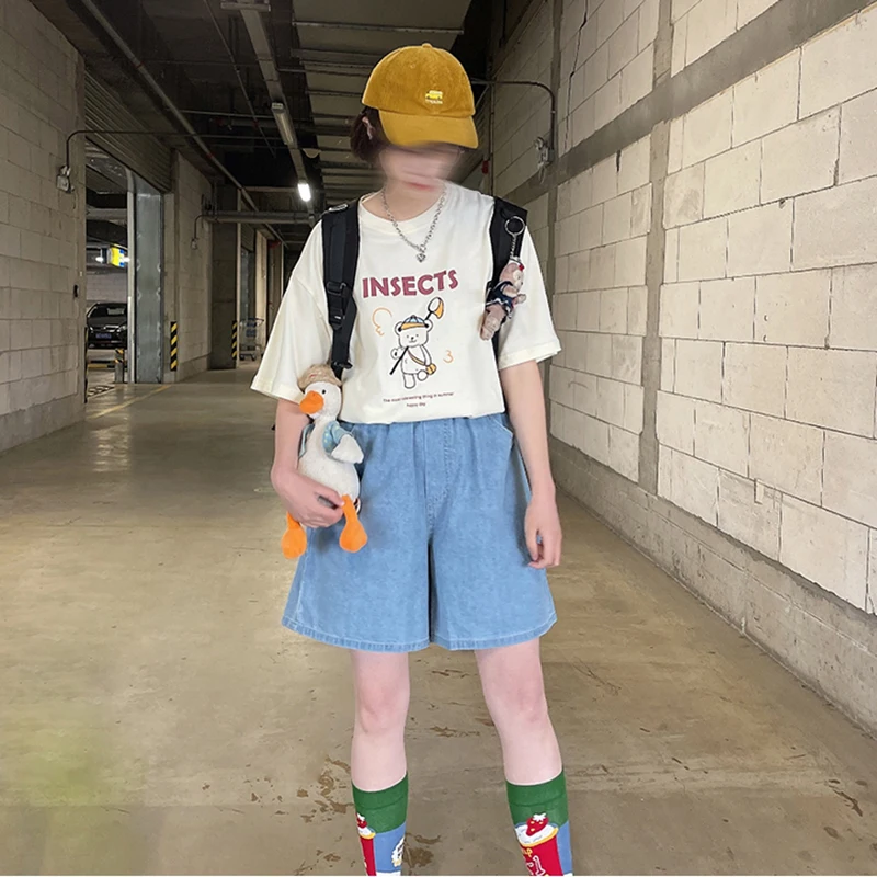 

Новые повседневные свободные джинсовые шорты Bebobsons с высокой талией, летние женские джинсовые шорты, женские джинсовые шорты