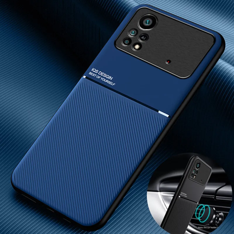 For Xiaomi Poco X4 Pro 5G Case Magnetic Car Holder Cases For PocoPhone X4Pro PocoX4 Pro Poko X 4 Pro Soft Leather Back Cover