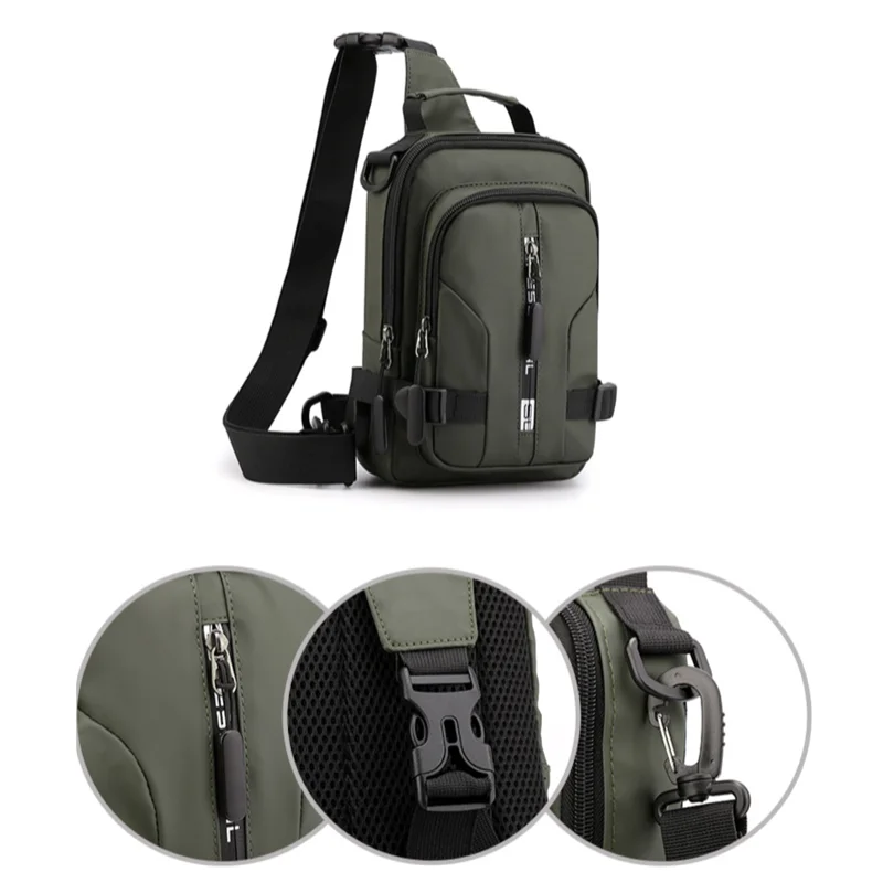 Fashion Oxford Cloth Waterproof Multi-pocket Backpack for Men Soft  Ultra Light USB Charging Chest Bag Can Fit an Ipad Mini