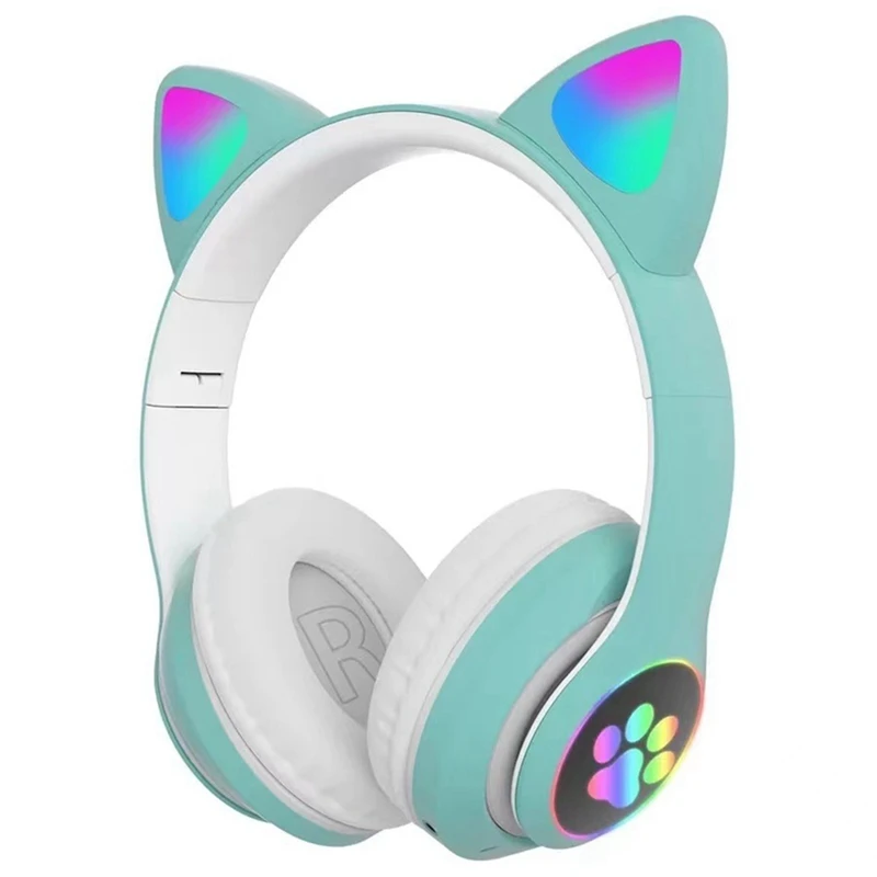 

Bluetooth 5.0 Headphones, Over-Ear RGB Colorful Cat Ear Headphones for Girls