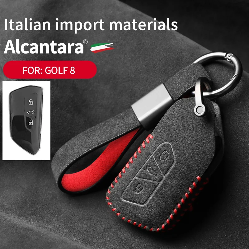 for Volkswagen Golf 8 Mk8 2020 New Skoda Octvia 3 Button Alcantara Key Case Suede Leather Cover