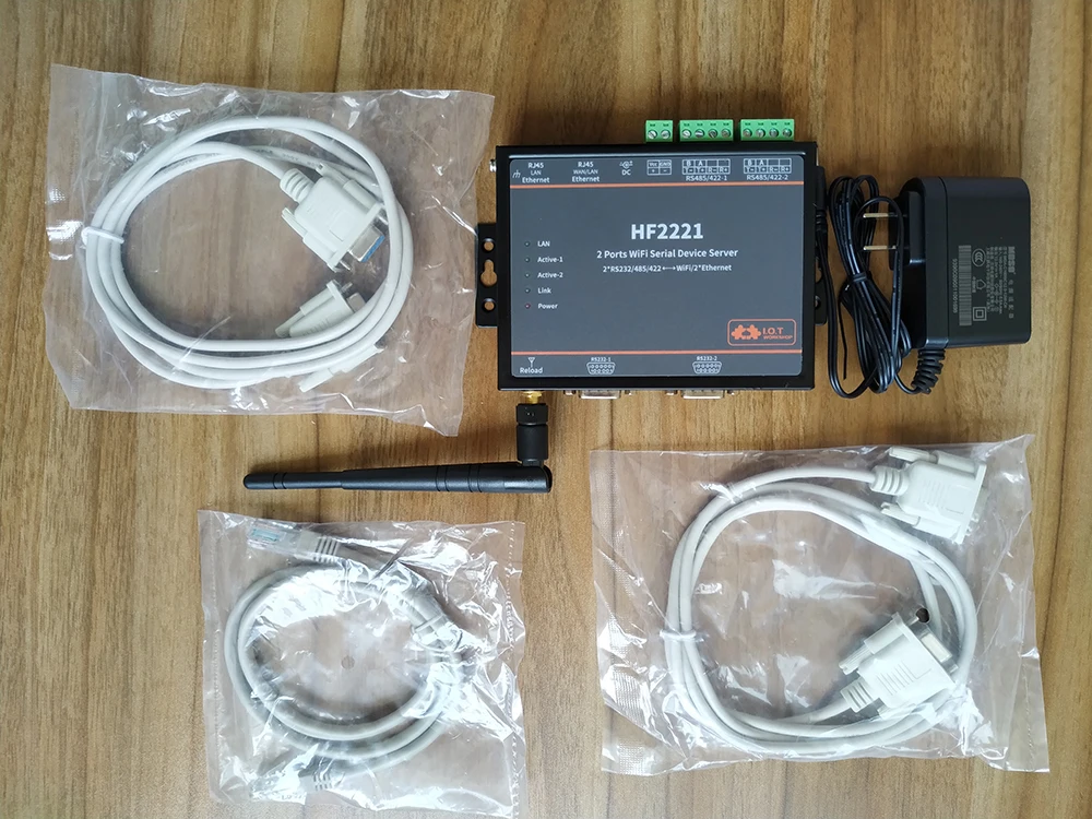 Двухпоследовательный WIFI-сервер HF2221 промышленный 2-портовый последовательный