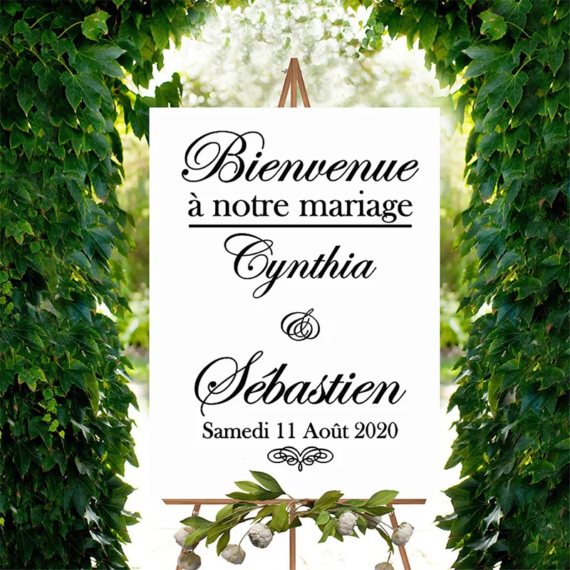 

Mariage Wedding Vinyl Decals Welcome Sign Wedding Birthday Parties Wall Stickers Custom Name Poster Decors Mirror Sticker