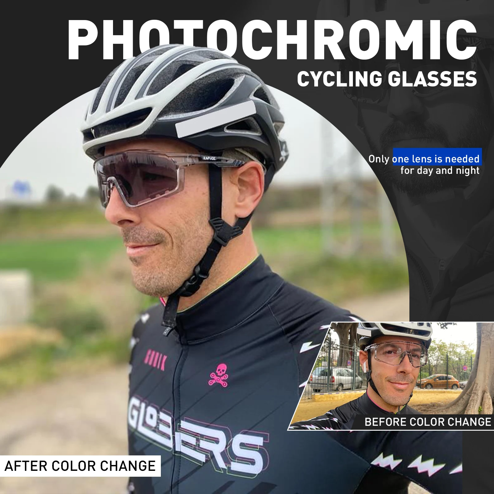 Kapvoe Red Photochromic Men's Cycling Sunglasses Women Sports Cycling Glasses Road Running Goggles MTB Bike Bicycle Eyewear 4