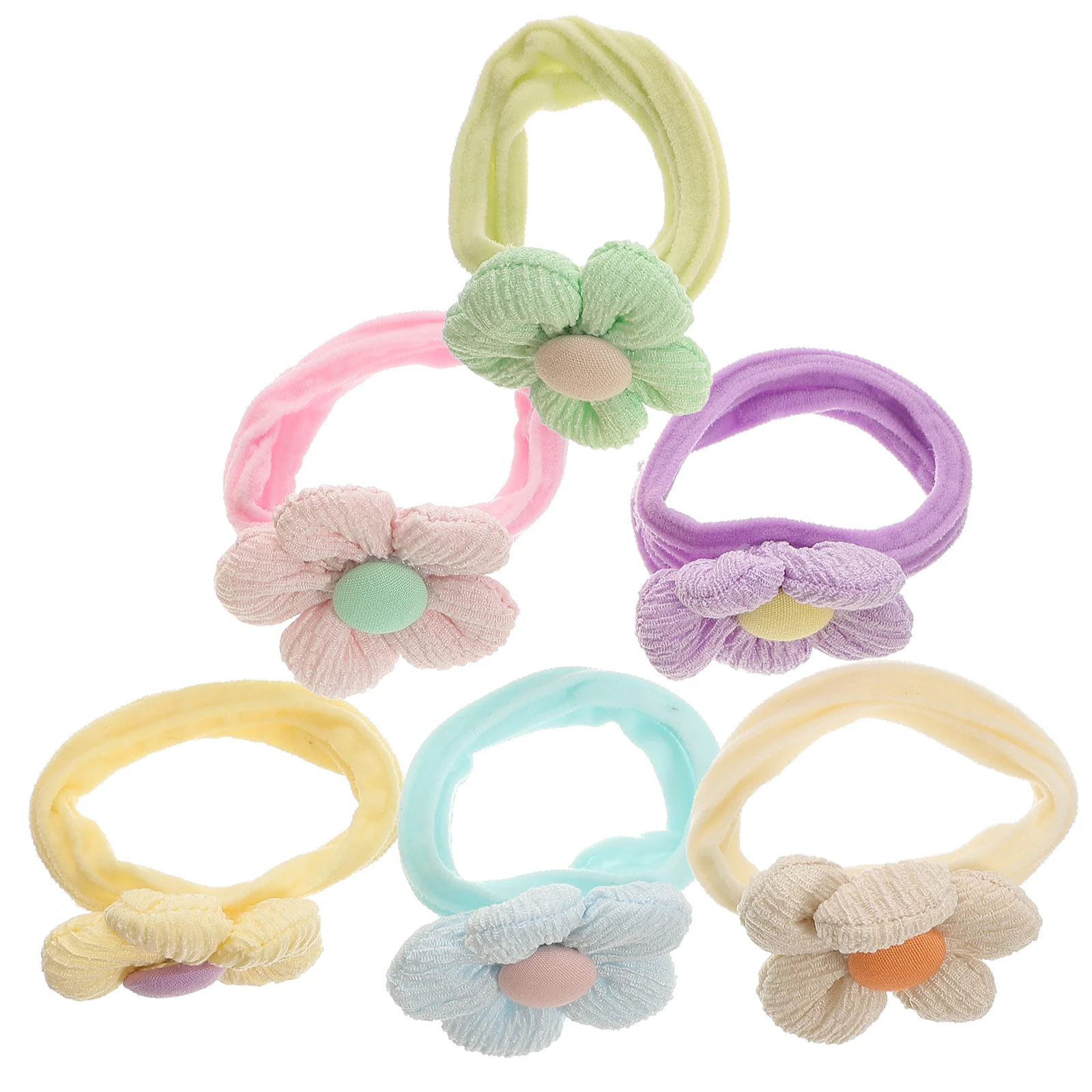 

6 Pcs Spring Hair Rings Farmhouse Ties Mini Scrunchies Elastic Toddler Headdresss Flower Scarves Baby Accessories