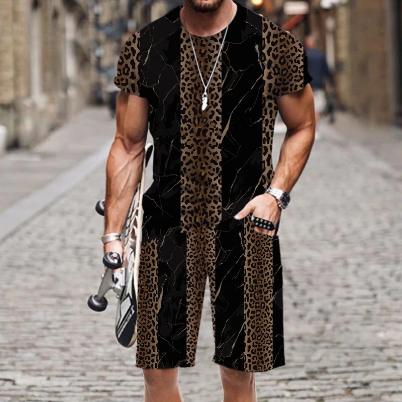 

Футболка и шорты мужские большого размера с принтом в стиле ретро