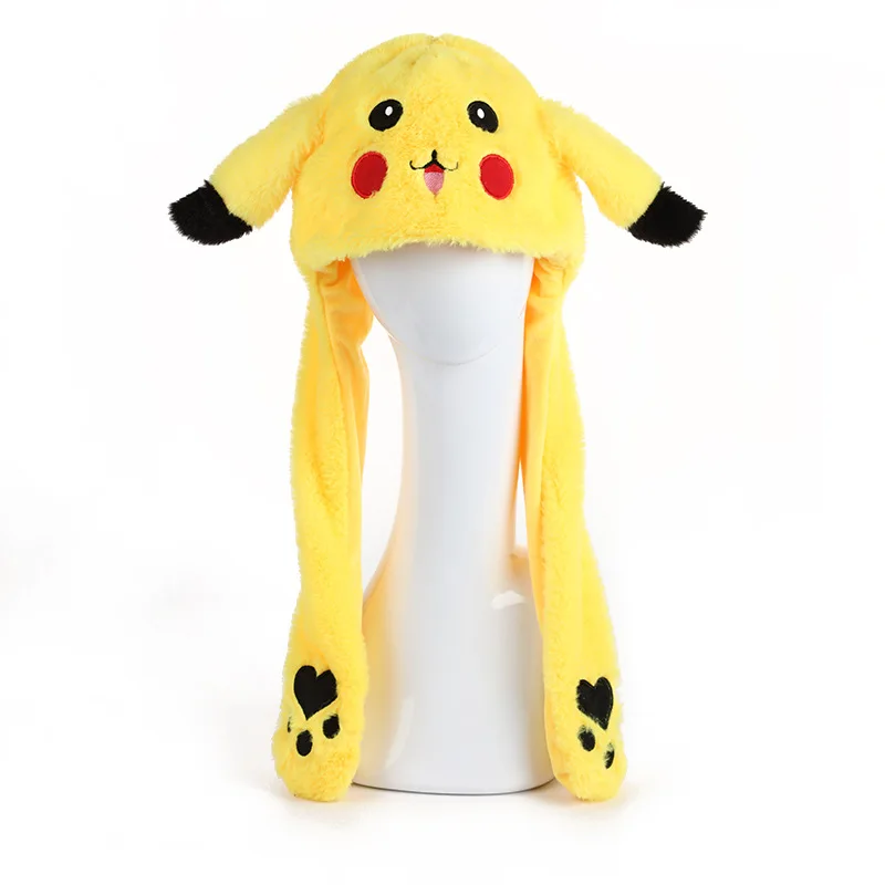 

Cartoon Pokemon Pikachu Hat Kawaii Pikachu Bunny Ears Hat Flashing Ear Moveable Plush Doll Creative Birthday Gift For Girl