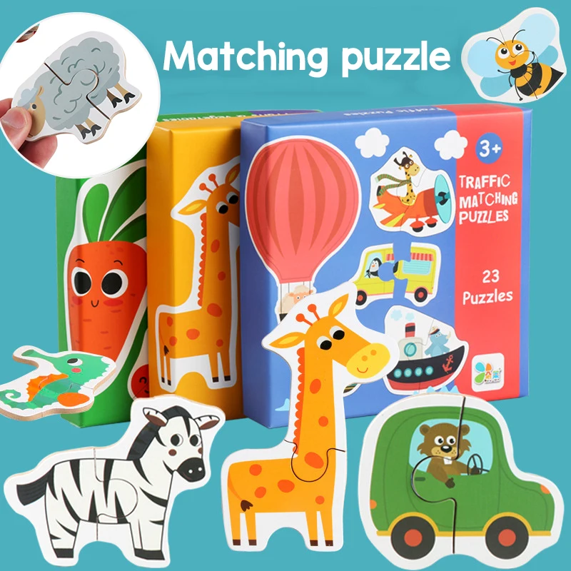 

Wooden Jigsaw Puzzle for Kids Cognition Animal Fruit Vegetable Traffic Montessori Early Education Enlightenment Baby Toy Cartoon