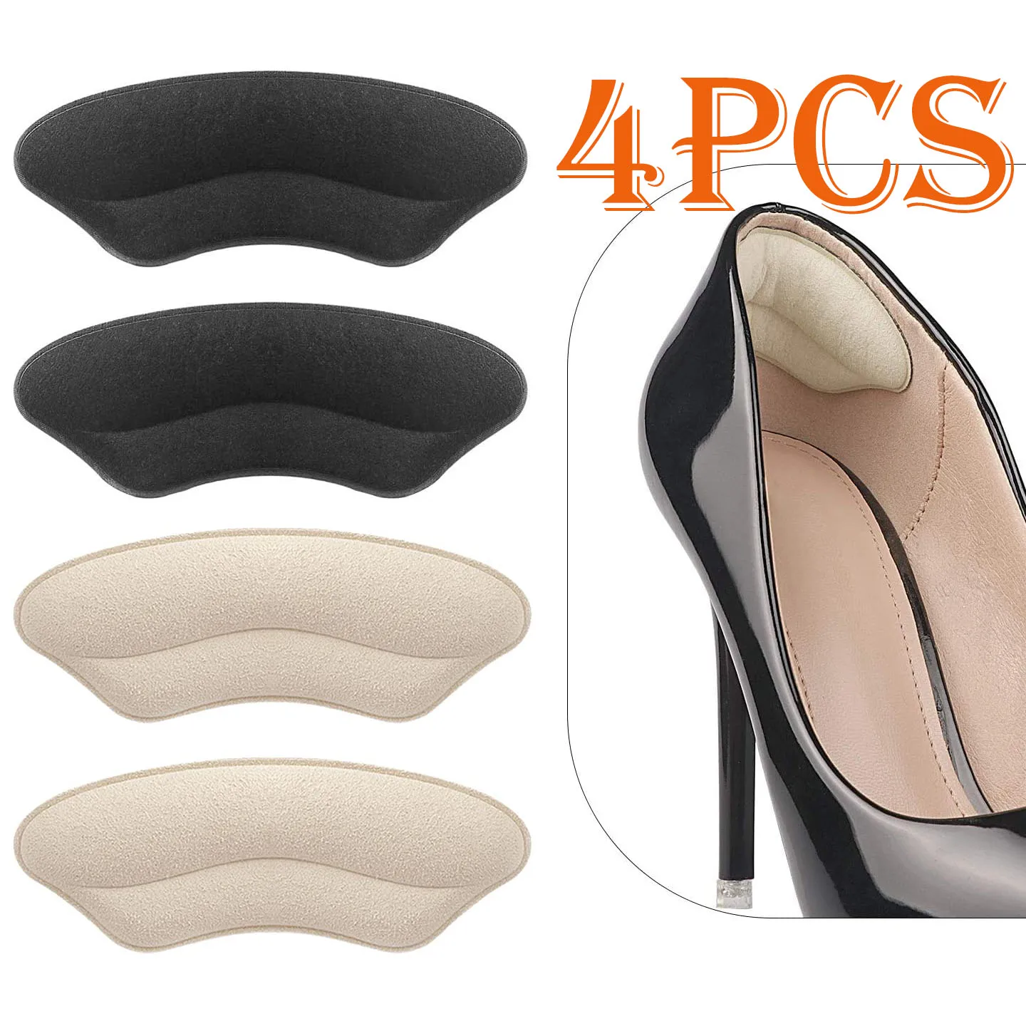 

4PCS Heel Grips Liner Cushions Inserts for Loose Shoes Heel Pads Snugs for Shoe Too Big Men Women Prevent Heel Slip and Blister