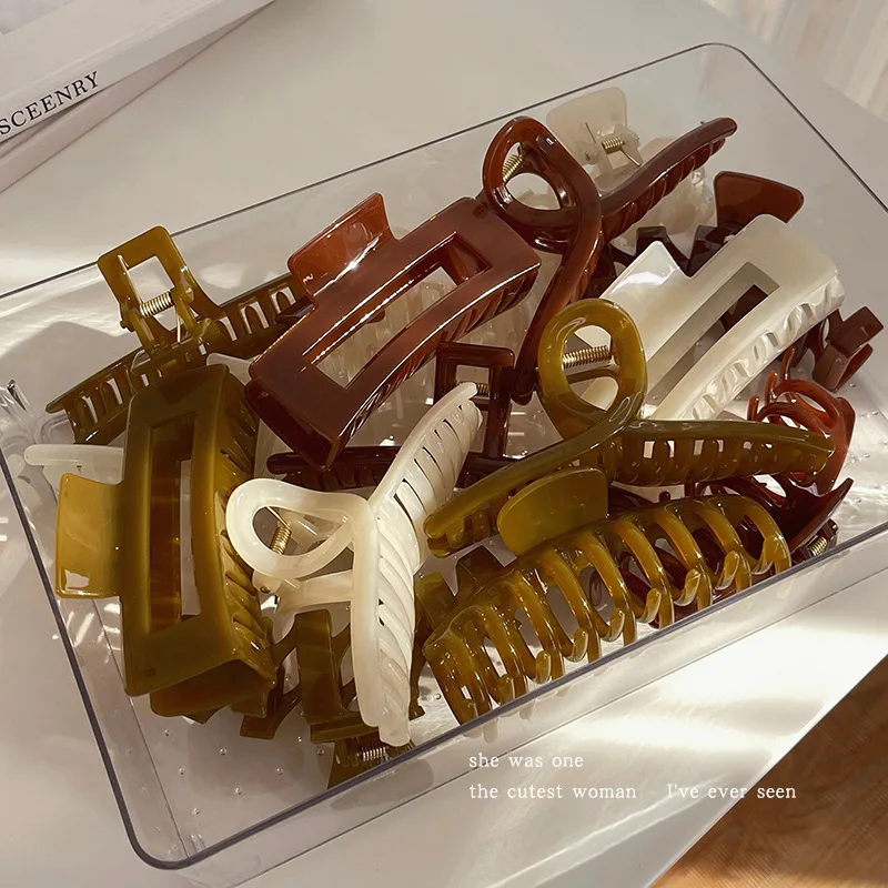 

Acrylic large grab clip French style shark clip curly hair clip back head hair clip wholesale headwear clip children