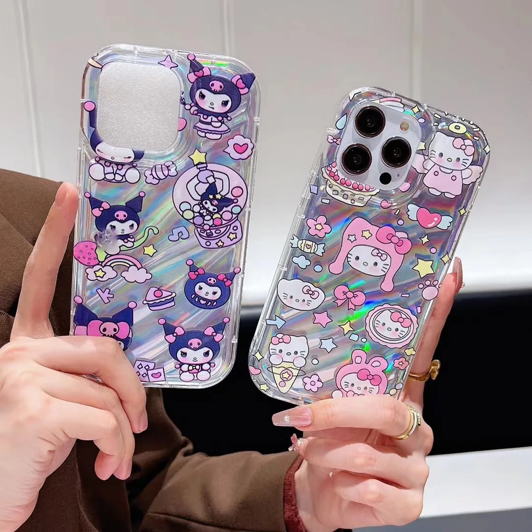 

Cute Sanrio my melody Kuromi cute laser gradient color Phone Cases For iPhone 14 13 12 11 Pro Max Back Cover