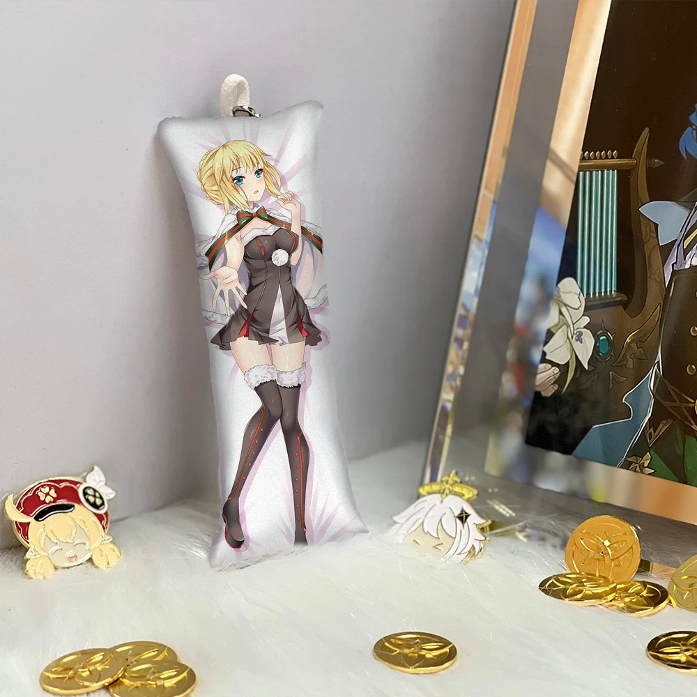

Fate Saber Lily Mini Dakimakura Anime Accessories Key Ring Small Body Pillow Keyring Key Chain Bag Phone Pendant Double Side
