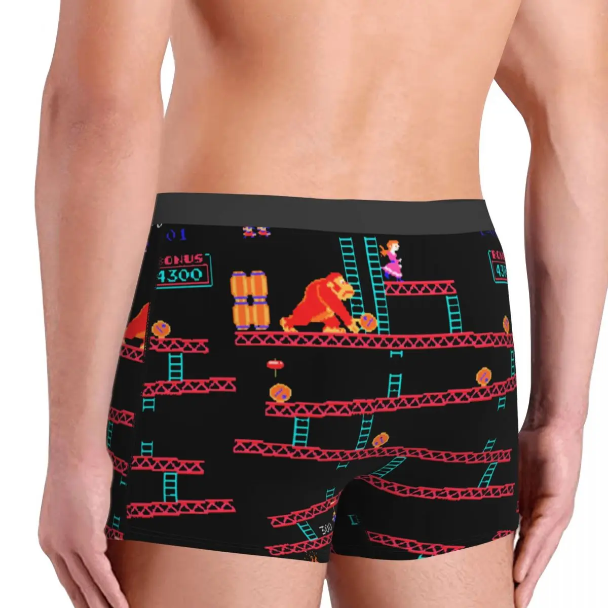 Мужское нижнее белье Donkey Kong аркадная игра коллаж Ретро стиль сексуальные боксеры