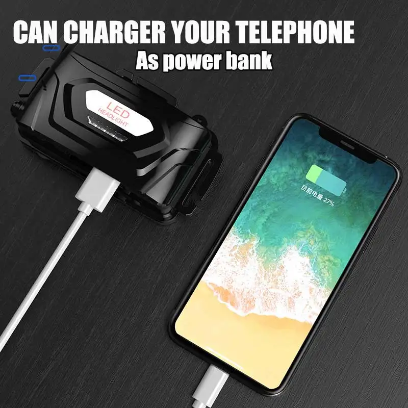 Фонарь налобный с датчиком 120 Вт 4 цвета