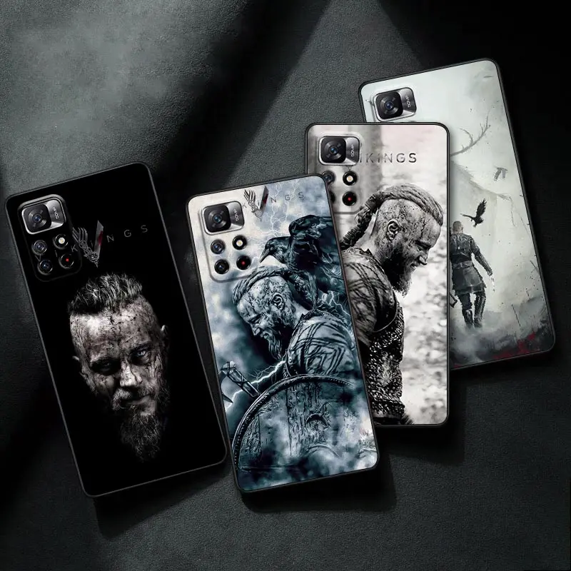 

Cool V-Vikings TV Series Axe POCO X3 NFC Case For Xiaomi Poco F3 F4 GT M5s M4 M3 X4 X3 Pro C40 C50 Soft Black Phone Cases Fundas