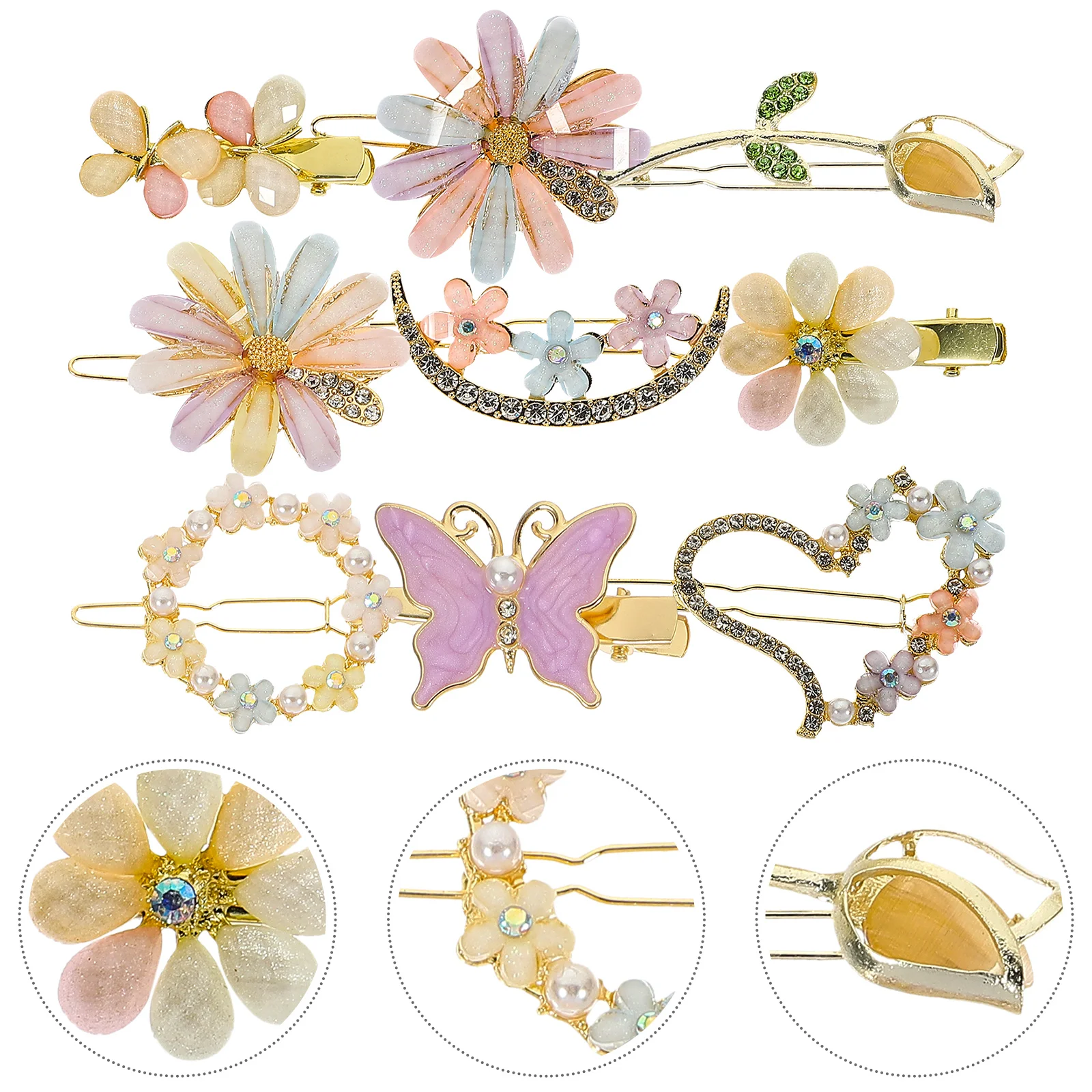 

Аксессуары для волос в виде цветов, 18 шт., женские декоративные зажимы, заколка-пряжка в форме сердца, Шпилька для волос