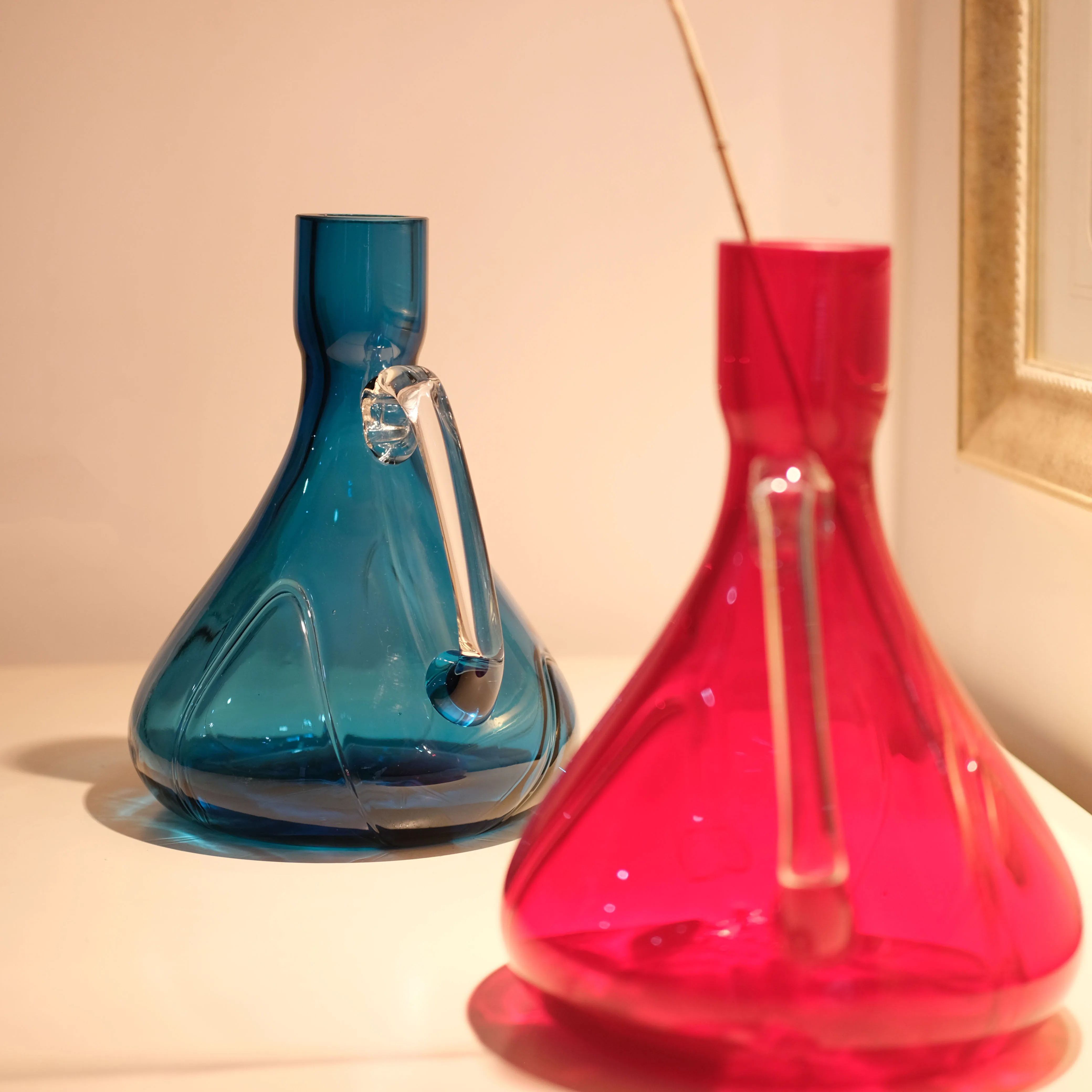 

Glass Vase Europe Style Vase Flower Pots With Handle Ornaments Living Room Decoration Jarrones