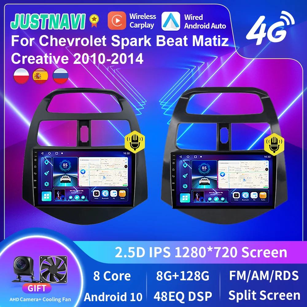 

Автомобильное радио JUSTNAVI Android10, стерео для Chevrolet Spark Beat Matiz Creative 2010-2014, навигация GPS, мультимедийный видеоплеер IPS