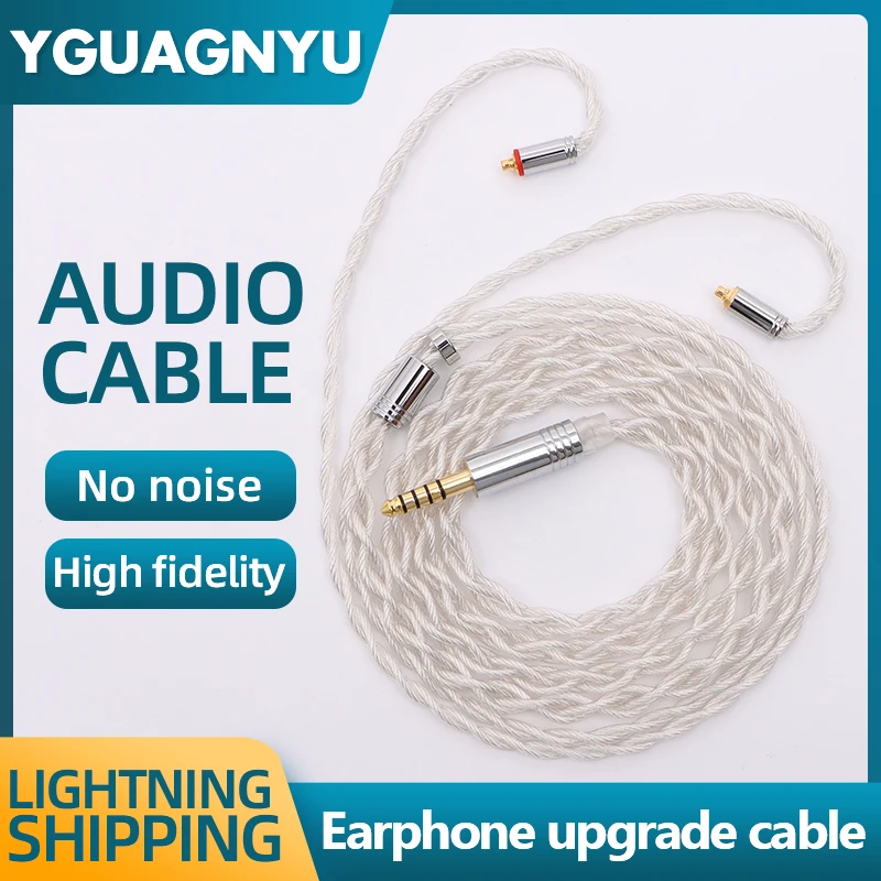 

YGUAGNYU 4 Core 7N Single Crystal Copper Hifi Earphone Update Cable MMCX/2Pin Connector For KZ AS10 AS10 ZS10 ZSR ZST ED12 ES3