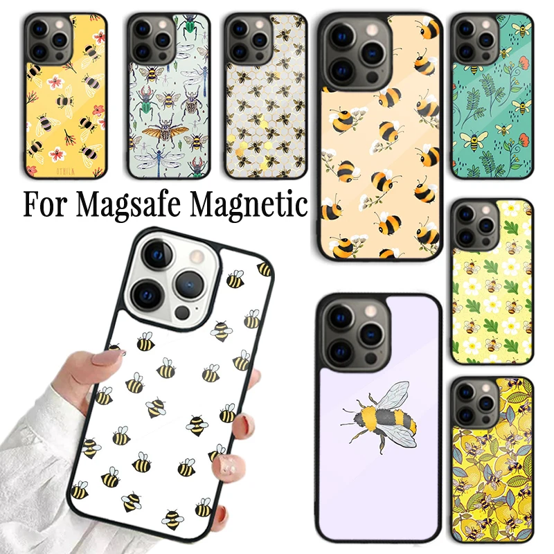 Фото Чехол для телефона Midsummer Bee Garden Honey Guards для iPhone 17 AIR 16 15 14 13 12 11 Pro Max Plus, беспроводной магнитный Magsafe №1