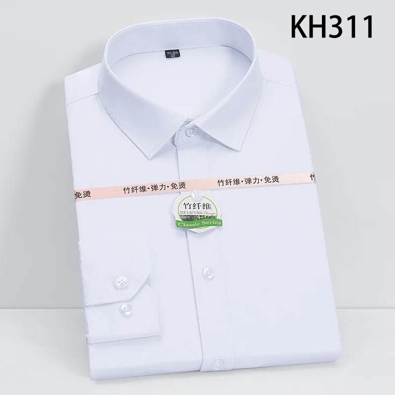 2022 New Korean Fashion Casual Men's Long Sleeve Shirt Thin Bamboo Fiber Pocketless Four Season Shirt Business Men's Top