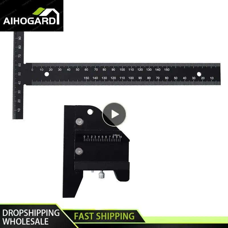 

Woodworking Scribing Rulers 12 inch Aluminum Alloy T-type Marking Ruler Measuring Carpentry Marking Gauge DIY Tools