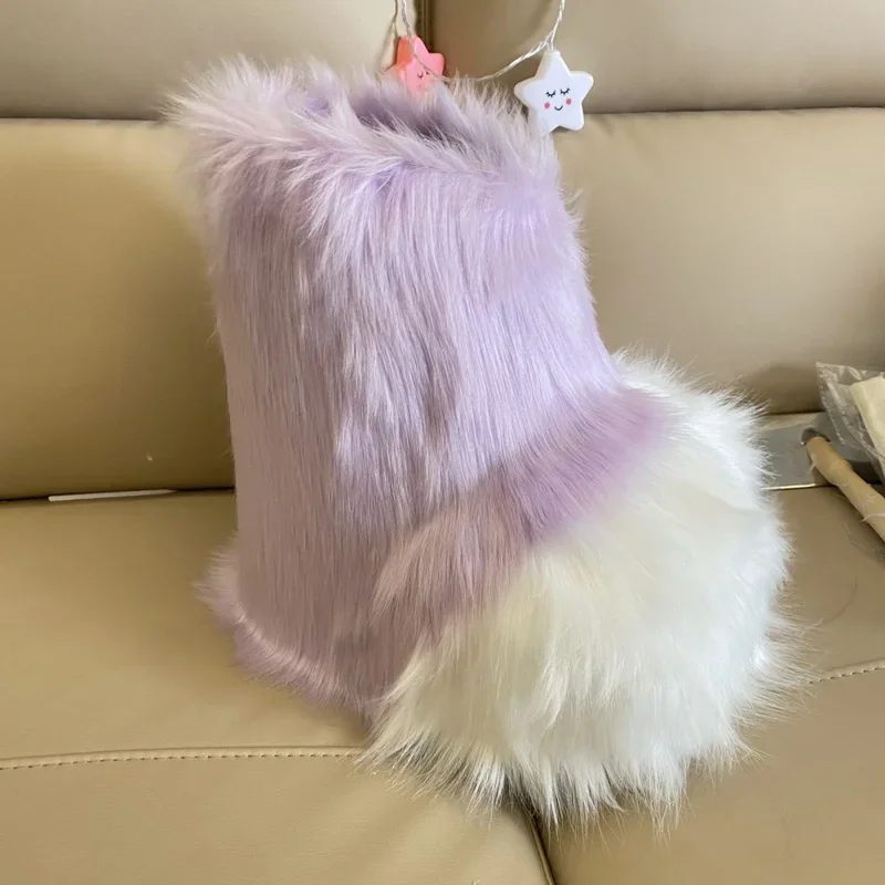 SN55Новый Kig Fursuit обувь для косплея пушистый меховой костюм сапоги Rubbit Cat милые