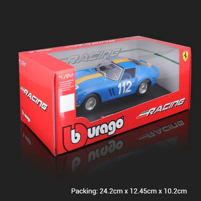 Синяя гоночная модель Bruago 1:24 250 Gto из литого сплава статическая орнамент