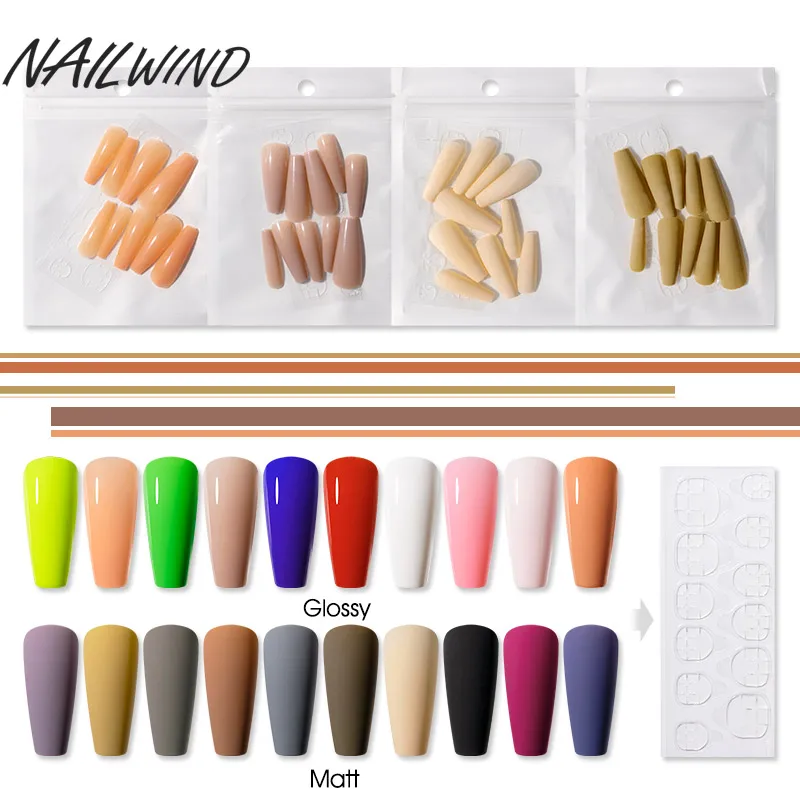 

NAILWIND False Nails Full Cover Long For Extension Press On Nails Accessories Tool Tips Capsule Manicure Matt Arcylic Nails Kit